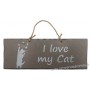 Plaque en bois "I Love my Cat" déco Chat fond Taupe