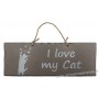 Plaque en bois " I Love my Cat " déco Chat fond Taupe