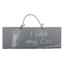 Plaque en bois "I Love my Cat" déco Chat fond gris clair