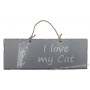 Plaque en bois " I Love my Cat " déco Chat fond gris clair