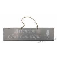 Plaque en bois "Ma maîtresse est là! Dispersion..." déco Chat fond gris clair