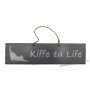 Plaque en bois "Kiffe ta life" déco Chat fond Anthracite
