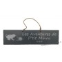 Plaque en bois "Les aventures de P'tit Minou (pelote)" déco Chat fond Anthracite