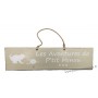 Plaque en bois "Les aventures de P'tit Minou (pelote)" déco Chat fond beige clair