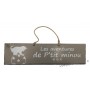 Plaque en bois "Les aventures de P'tit Minou (ballon)" déco Chat fond Taupe