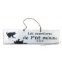 Plaque en bois "Les aventures de P'tit Mnou (tâches de peinture)" déco Chat fond Blanc