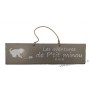 Plaque en bois "Les aventures de P'tit Minou (souris)" déco Chat fond Taupe