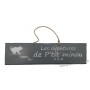 Plaque en bois "Les aventures de P'tit Minou (joue dans l'escalier)" déco Chat fond Anthracite