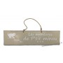 Plaque en bois "Les aventures de P'tit Minou (joue dans l'escalier)" déco Chat fond beige clair