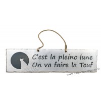 Plaque en bois "Attention Chat Lunatique" déco Chat fond Anthracite