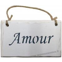 Plaque en bois "Amour" fond blanc