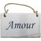 Plaque en bois " Amour " fond blanc