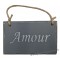 Plaque en bois "Amour" fond Anthracite