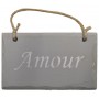 Plaque en bois "Amour" fond Gris clair