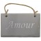 Plaque en bois " Amour " fond Gris clair