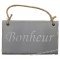 Plaque en bois " Bonheur " fond Gris clair