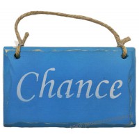 Plaque en bois " Chance " fond Bleu turquoise