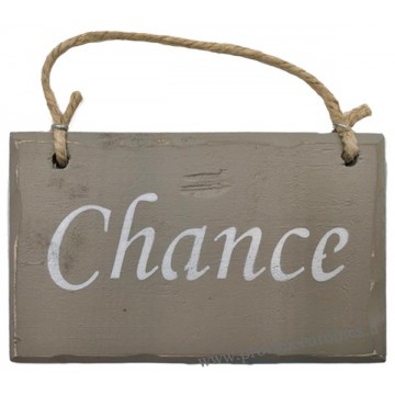 Plaque en bois " Chance " fond Taupe