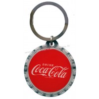 Porte-clés métal rond Coca Cola rouge rétro vintage collection