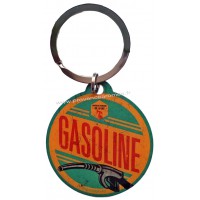 Porte-clés métal rond Gasoline rétro vintage collection