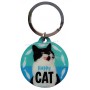 Porte-clés métal rond Happy Cat rétro vintage collection