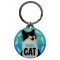 Porte-clés métal rond Happy Cat rétro vintage collection