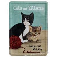 Plaque métal Cats and Kittens carte postale rétro vintage collection