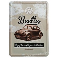 Plaque métal Coccinelle Volkswagen Beetle carte postale rétro vintage collection