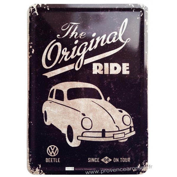 Rare plaque en tôle émaillée Volkswagen Coccinelle