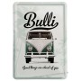 Plaque métal Combi Volkswagen T1 Bulli Good things carte postale rétro vintage collection