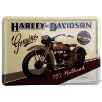 Plaque métal Harley Davidson 750 flathead carte postale rétro vintage collection