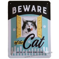 Plaque métal plaque métal Beware of the cat 20 x15 cm déco rétro vintage 20 x15 cm déco rétro vintage