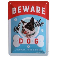 Plaque métal Beware of the dog 20 x15 cm déco rétro vintage