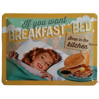 Plaque métal plaque métal If you want breakfist in bed sleep in the kitchen 20 x15 cm déco rétro vintage