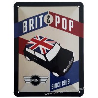 Plaque métal Mini Brit Pop 20 x15 cm déco rétro vintage