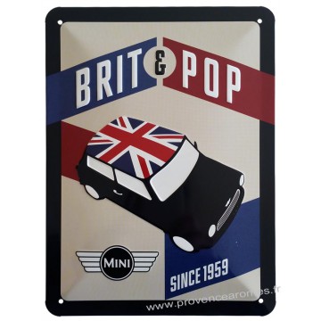 Plaque métal Mini Brit Pop 20 x15 cm déco rétro vintage