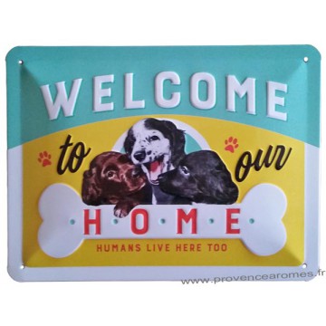 Plaque métal plaque métal Welcome to our home 20 x15 cm déco rétro vintage