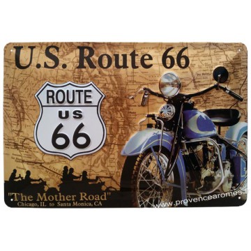 Plaque métal Route 66 The mother Road 30 x 20 cm déco rétro vintage
