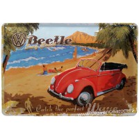 Plaque Métal Publicitaire Volkswagen Coccinelle – 20x30 Cm – Décoration Murale Rétro
