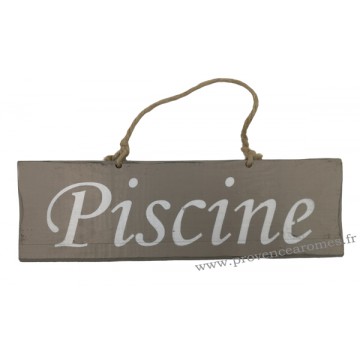 Plaque en bois " Piscine " fond Taupe