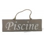 Plaque en bois " Piscine " fond Taupe