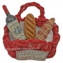 Magnet PANIER cabas rouge Garni Vin, pain, saucisson PLAISIRS DE FRANCE