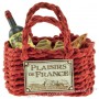 Magnet PANIER cabas rouge Garni Vin, camembert, baguette PLAISIRS DE FRANCE