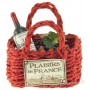 Magnet PANIER cabas rouge Garni Vin, croissant, raisin PLAISIRS DE FRANCE