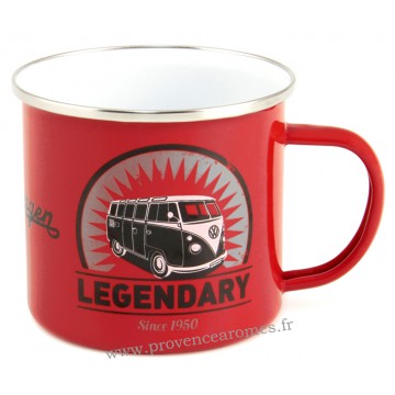 Mug métal émaillé combi Volkswagen LEGENDARY ROUGE Brisa rétro vintage collection