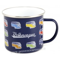 Mug métal émaillé Bleu combi Volkswagen Parade Brisa rétro vintage collection