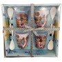 Coffret 4 Tasses à café et cuillères CHAT et CHOUETTE Allen Designs