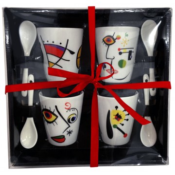 Coffret 4 Tasses à café et cuillères LOVE ART