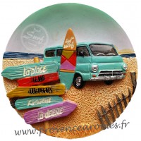 Magnet rond SURF sur la Vague déco rétro vintage