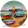 Magnet rond SURF sur la Vague déco rétro vintage